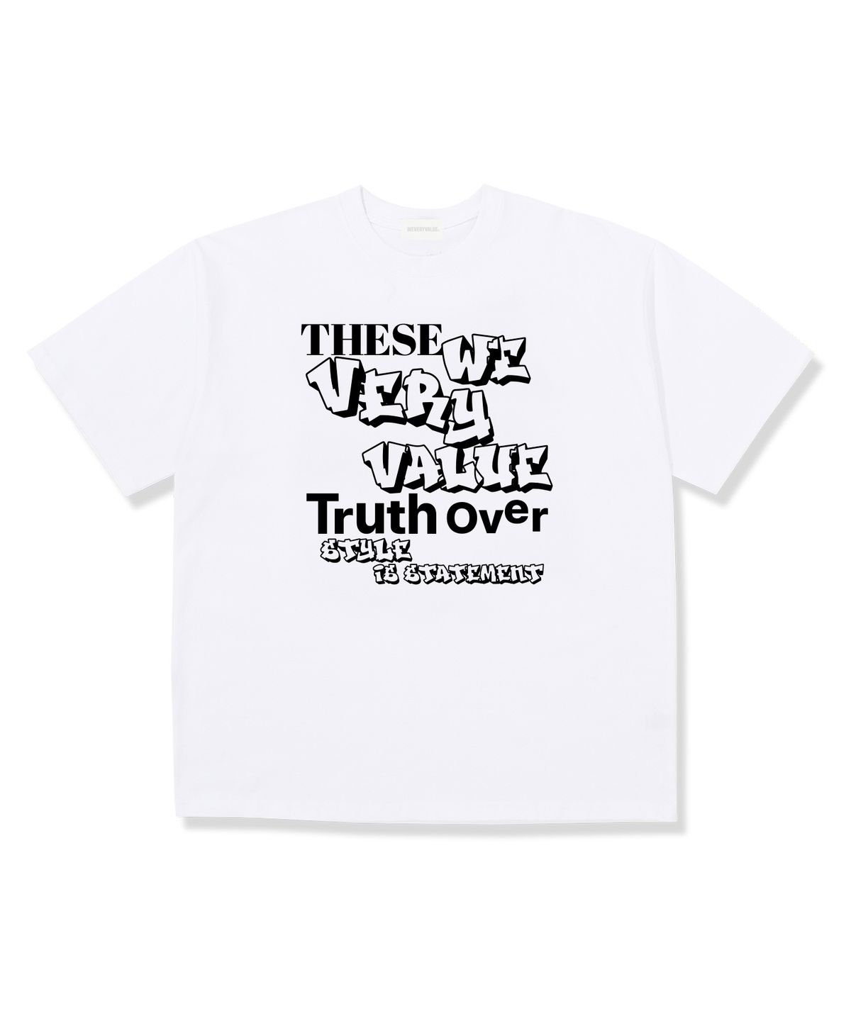 위베리벨류(WEVERYVALUE) 트루오버 오버핏 반팔티셔츠 화이트