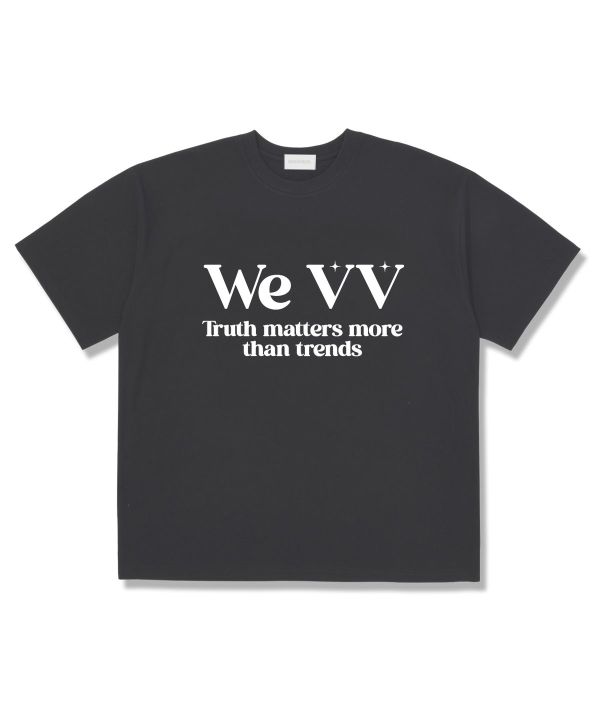 위베리벨류(WEVERYVALUE) WEVV 오버핏 반팔티셔츠 다크그레이
