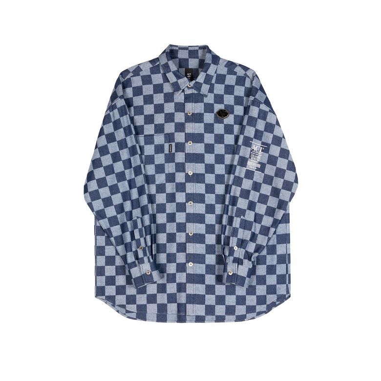 DS01CH-IB ACL 앰블럼 셔켓 체커드 데님 Indiogo blue