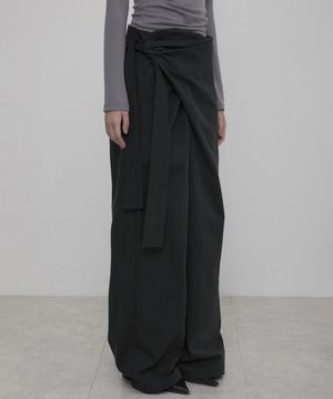 Layered Wrap Trousers (FL-255_Black)