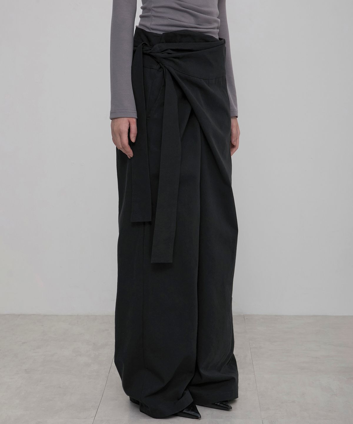 플레어업(FLAREUP) Layered Wrap Trousers (FL-255_Black)
