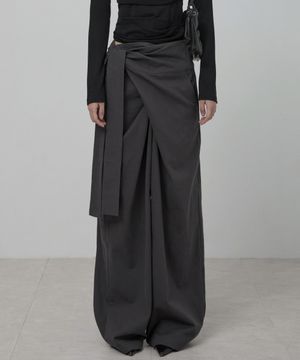 Layered Wrap Trousers (FL-255_Charcoal)