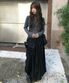 Asymmetrical Draped Layered Long Skirt (FL-256_Black)