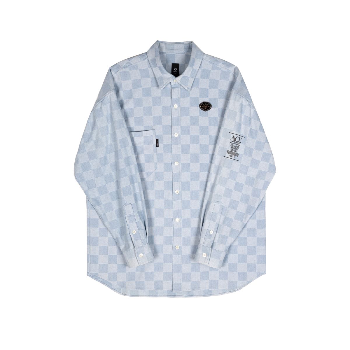 아첼레란도(ACCELERANDO) DS01CH-LB ACL 앰블럼 셔켓 체커드 데님 Light blue