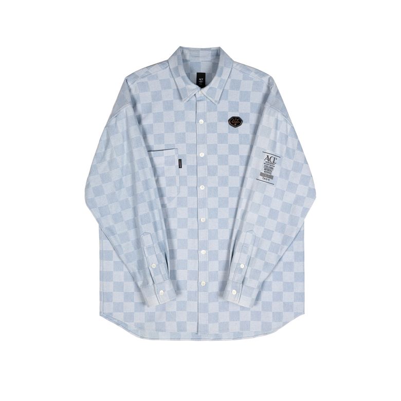 DS01CH-LB ACL 앰블럼 셔켓 체커드 데님 Light blue