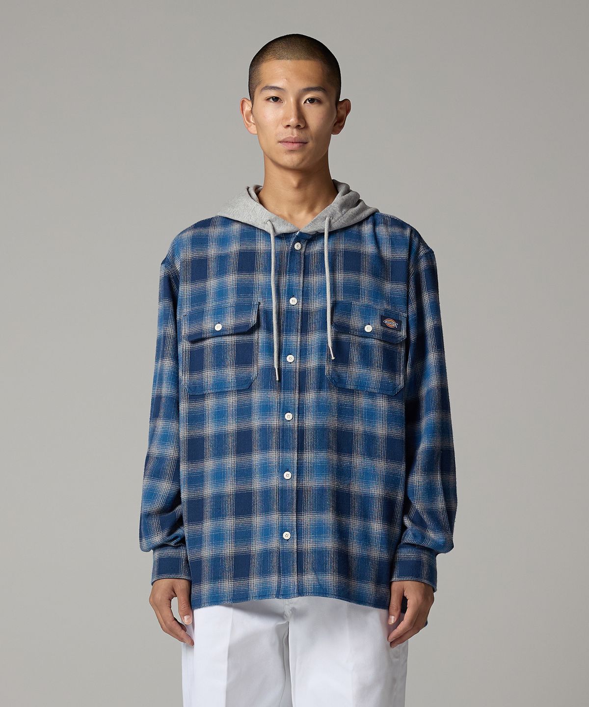 디키즈(DICKIES) 후디드 플란넬 셔츠 Blue