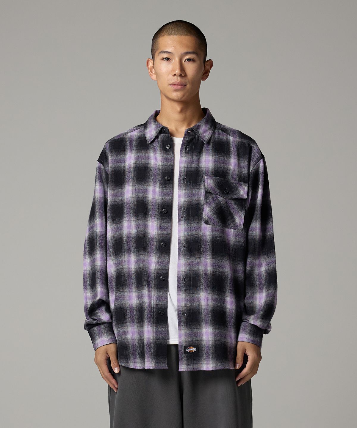 디키즈(DICKIES) 원 포켓 옴브레 셔츠 Purple
