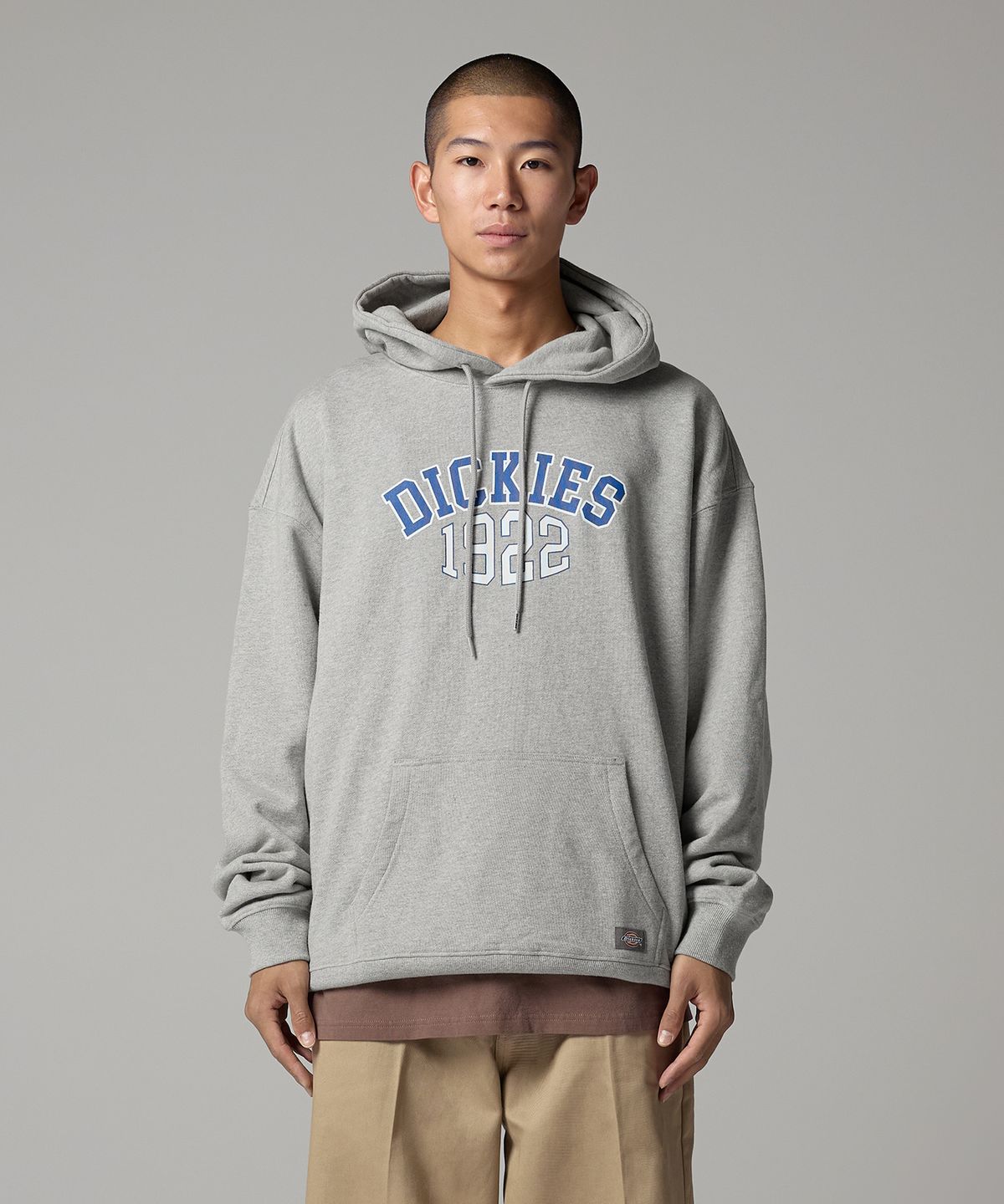 디키즈(DICKIES) 아치 폰트 로고 후디 Melange Gray