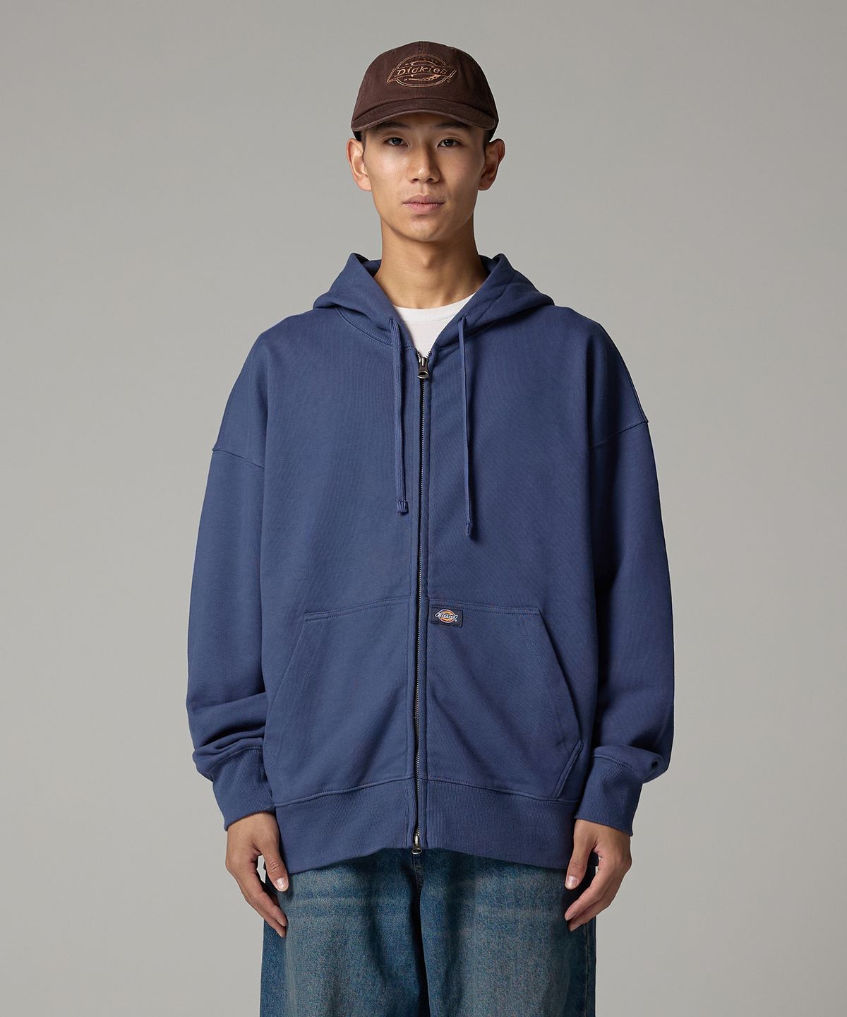 디키즈(DICKIES) 베이직 로고 후드 집업 Navy