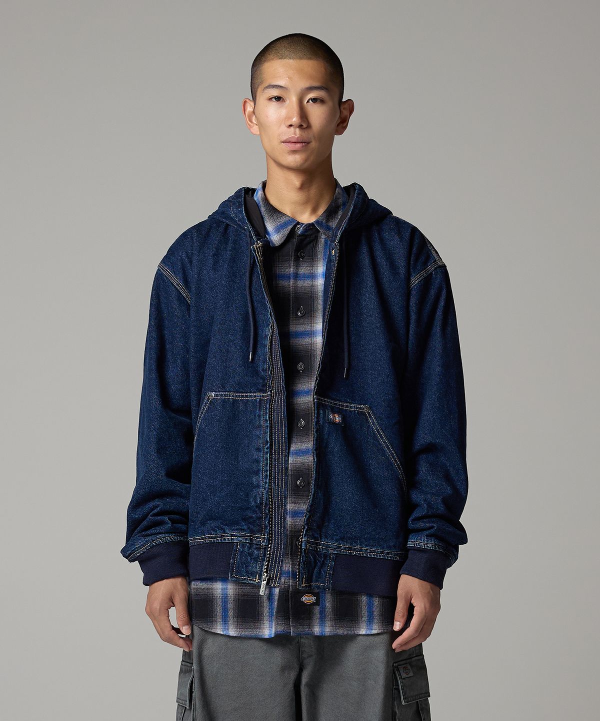 디키즈(DICKIES) 릴렉스드 데님 후드 집업 Dark Indigo