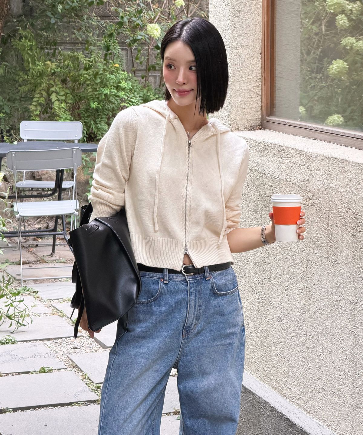 룩캐스트(LOOKAST) 플레인 울 후디 집업 니트_아이보리 / PLAIN WOOL HOODIE ZIP UP KNIT_IVORY