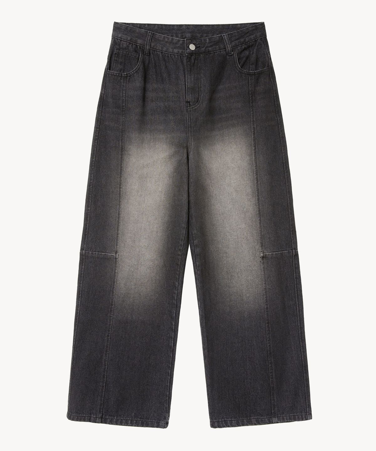 브이투(VTWO) 빈티지 워싱 커브드 데님 팬츠 (BLACK)
