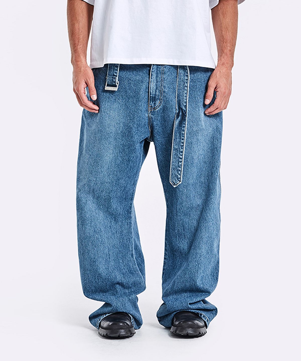 51퍼센트(51PERCENT) Belted Denim Pants - Blue
