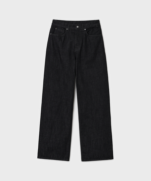 트루 와이드 데님 팬츠 - 로우 블랙