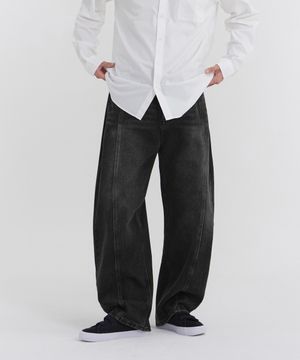 크래프트 센터라인 오버 벌룬핏 와이드 데님 팬츠 (블랙)