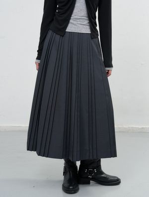 맥시 플리츠 스커트 [CHARCOAL] / WBE3L13502