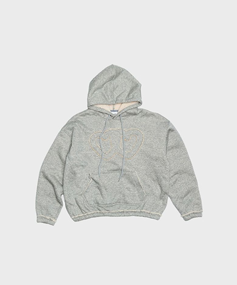 APPLIQUE SOFT LINING HOODIE HEART HEART MELANGE GREY
