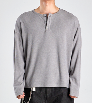 EcoCosy 헨리넥 니트 티셔츠 (그레이)