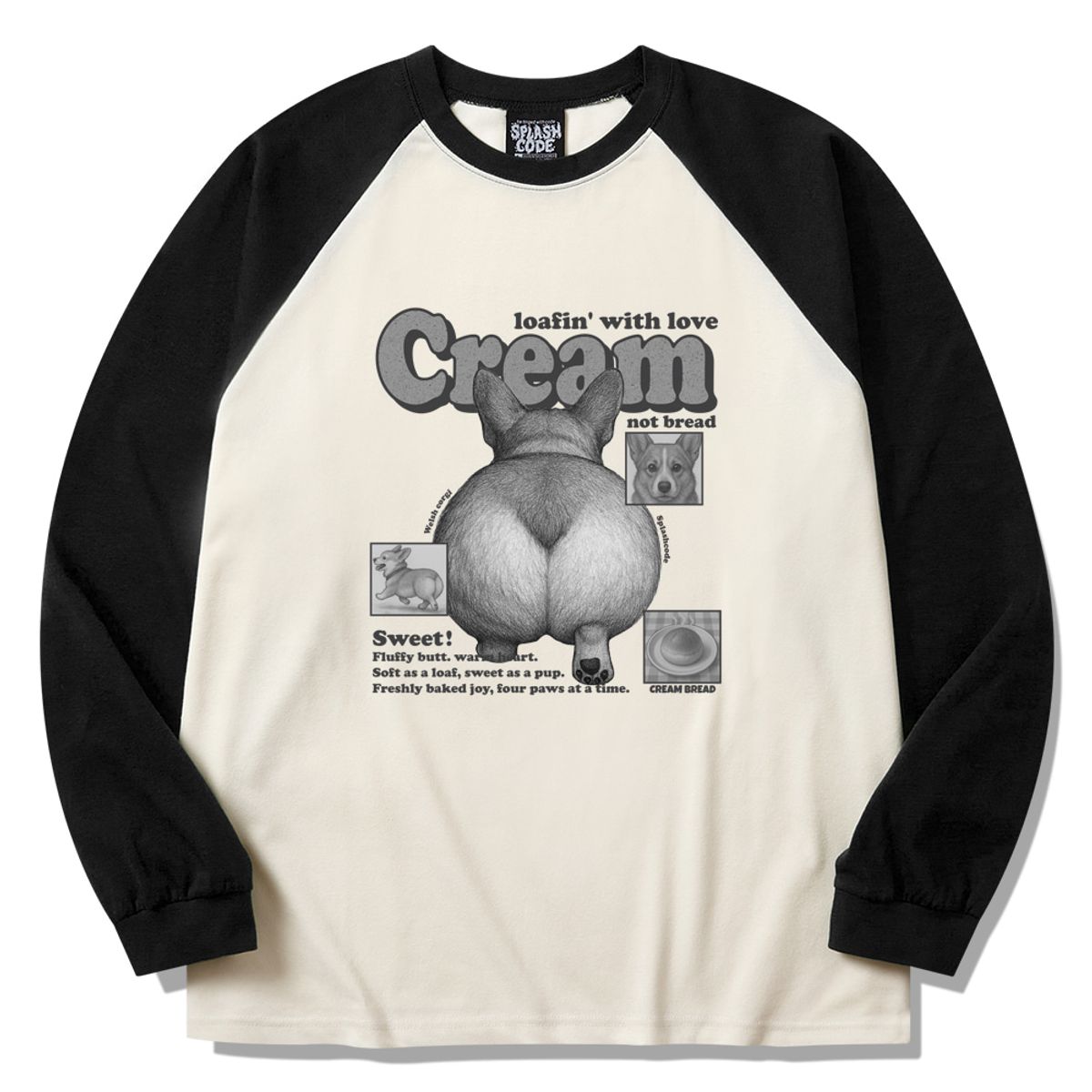 스플래시코드(SPLASHCODE) 래글런 롱슬리브 크림 - 크림빵(Cream Bread)