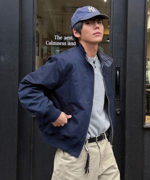 리버시블 체크 헤링턴 점퍼