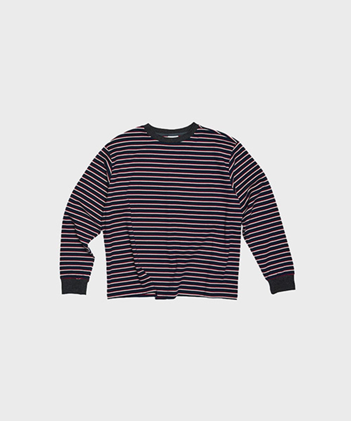 오울(OOOWL) LONG SLEEVE T SHIRT FLAT LOVE NAVY STRIPE