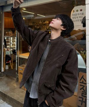 [사은품 증정] 스웨이드 바이커 자켓_브라운