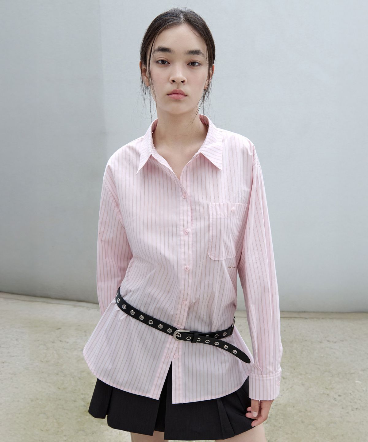 로라로라(ROLAROLA) OVERSIZE STRIPE SHIRT PINK