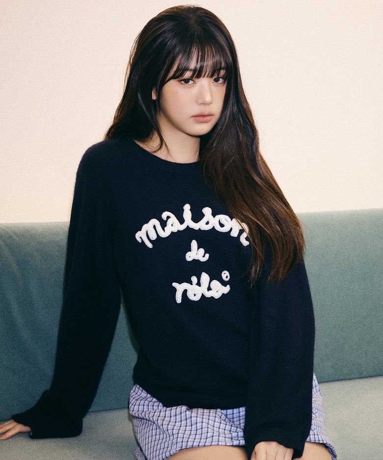 [장원영 PICK] MAISON DE ROLA PATCHWORK KNIT NAVY
