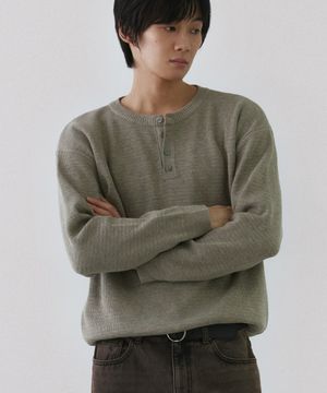 드레인 헨리넥 니트 [베이지]
