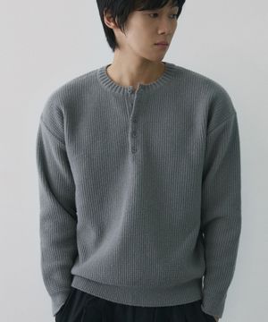 와플 헨리넥 니트 [그레이]