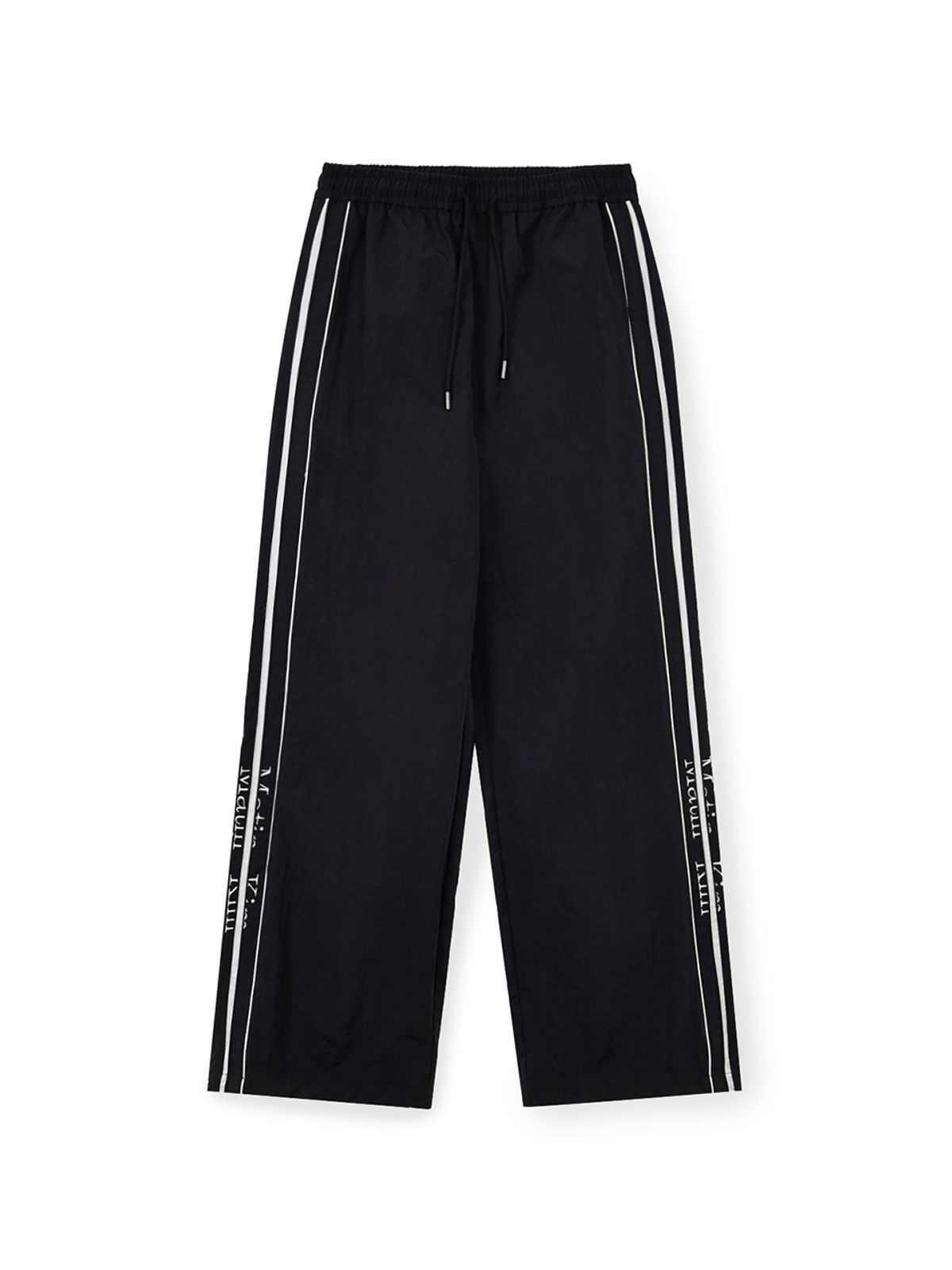 마뗑킴(MATIN KIM) SIDE LOGO WIDE TRACK PANTS IN BLACK