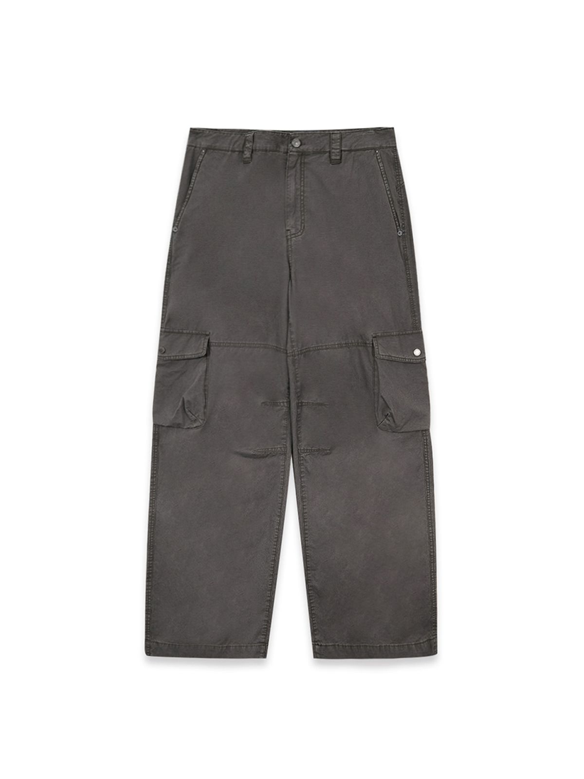 마뗑킴(MATIN KIM) WASHED WIDE CARGO PANTS FOR MEN IN CHARCOAL