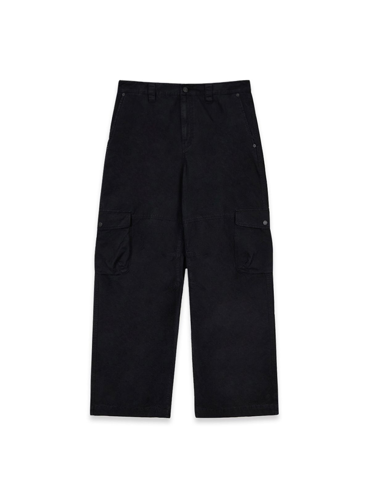 마뗑킴(MATIN KIM) WASHED WIDE CARGO PANTS FOR MEN IN BLACK