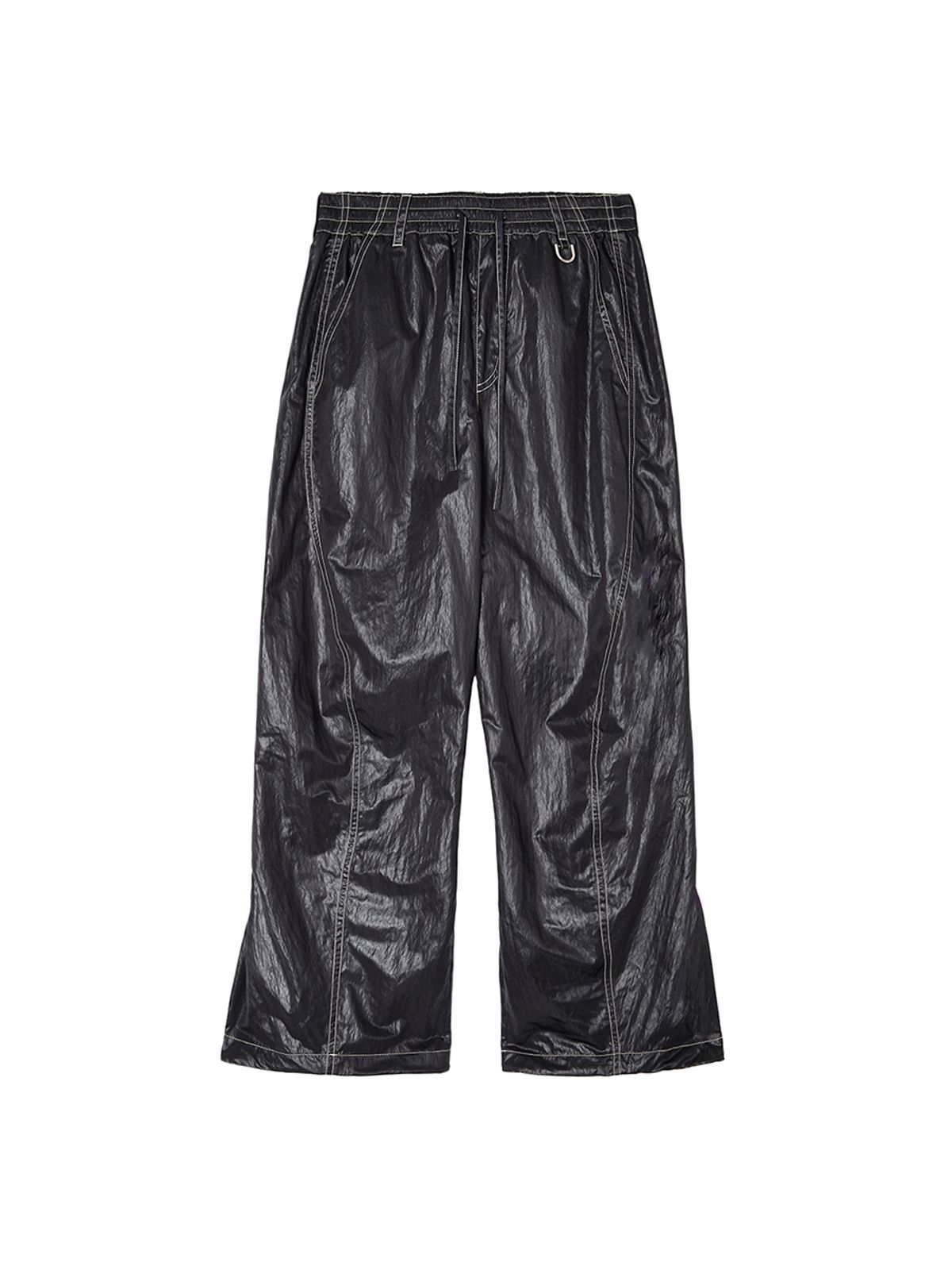 마뗑킴(MATIN KIM) GLOSSY BANDING TRACK PANTS IN BLACK