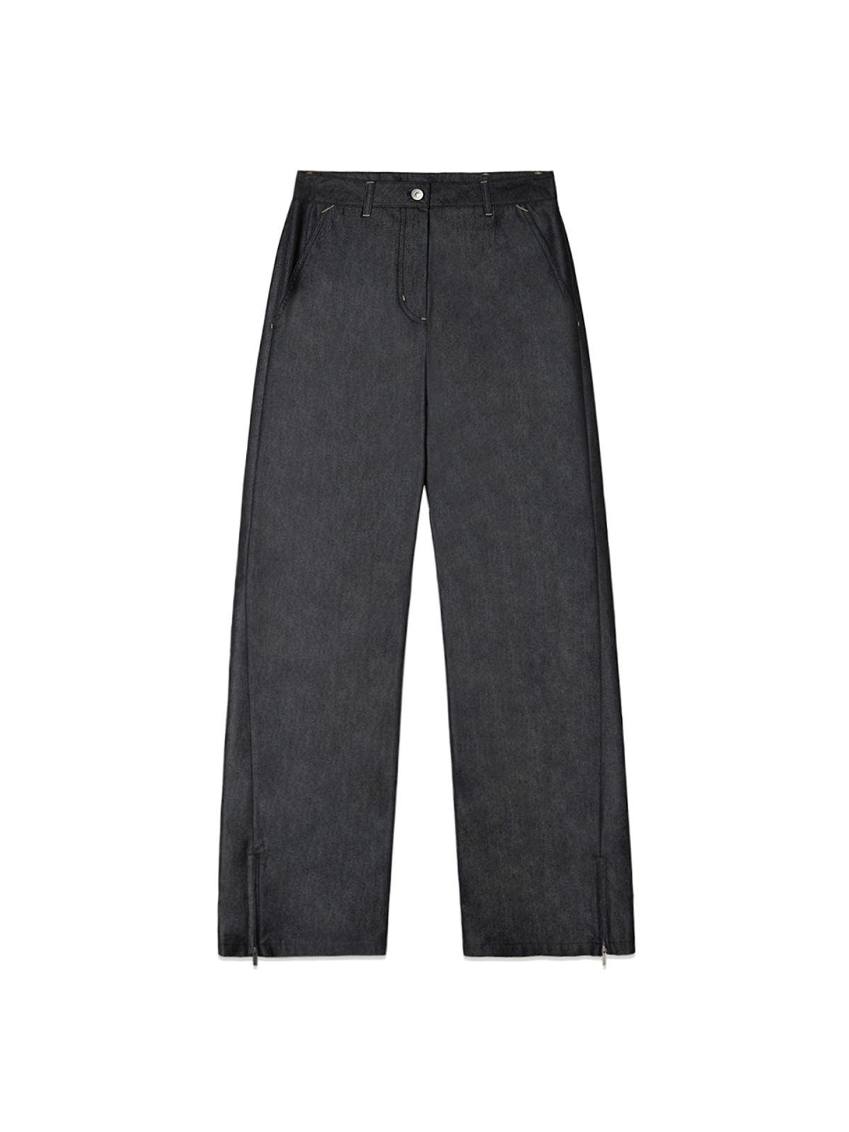 마뗑킴(MATIN KIM) BACK TUCK DETAIL DENIM LIKE PANTS IN BLACK