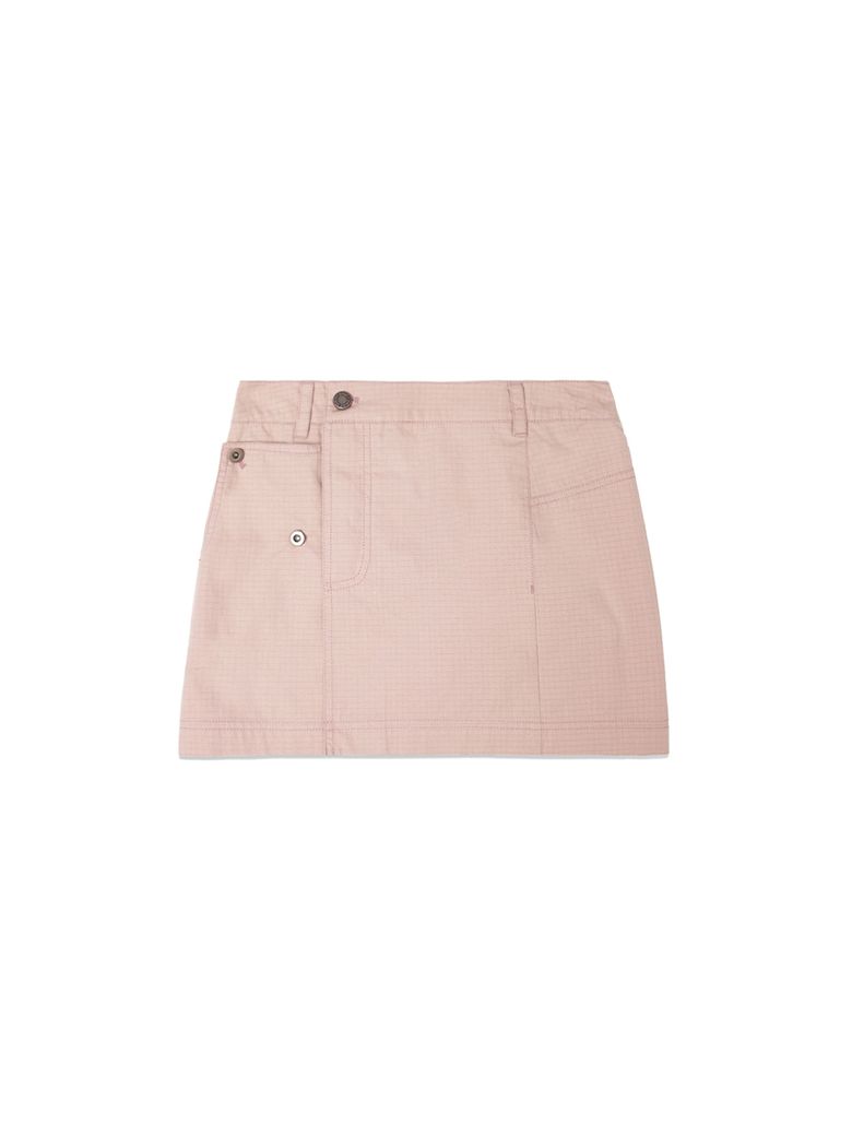 POCKET FOLDOVER WRAP MINI SKIRT IN INDIAN PINK