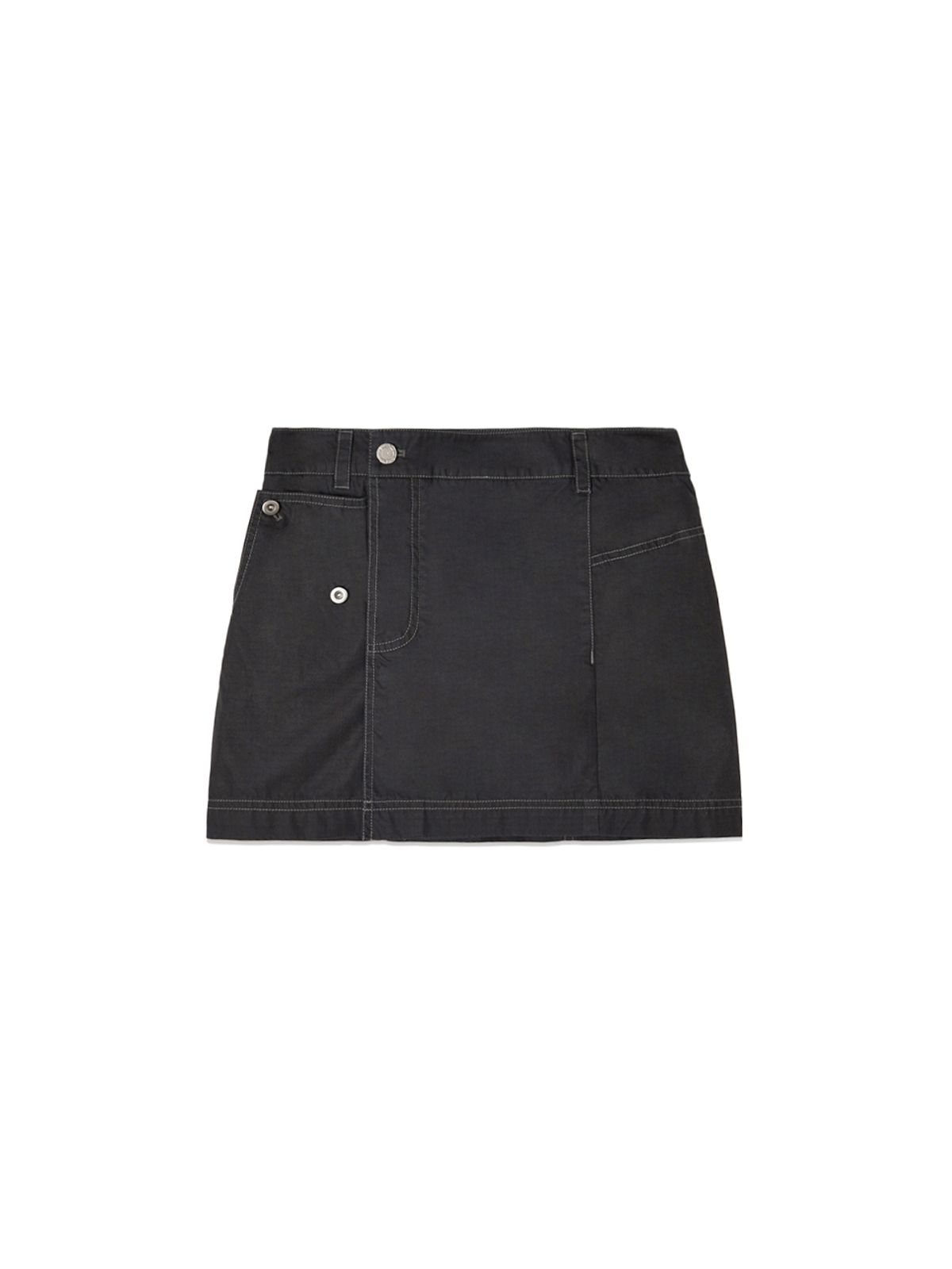 마뗑킴(MATIN KIM) POCKET FOLDOVER WRAP MINI SKIRT IN BLACK