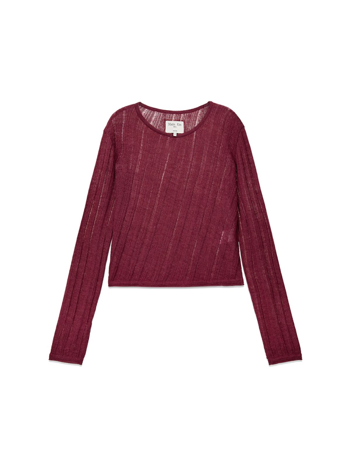 마뗑킴(MATIN KIM) DIAGONAL TEXTURE KNIT TOP IN BURGUNDY