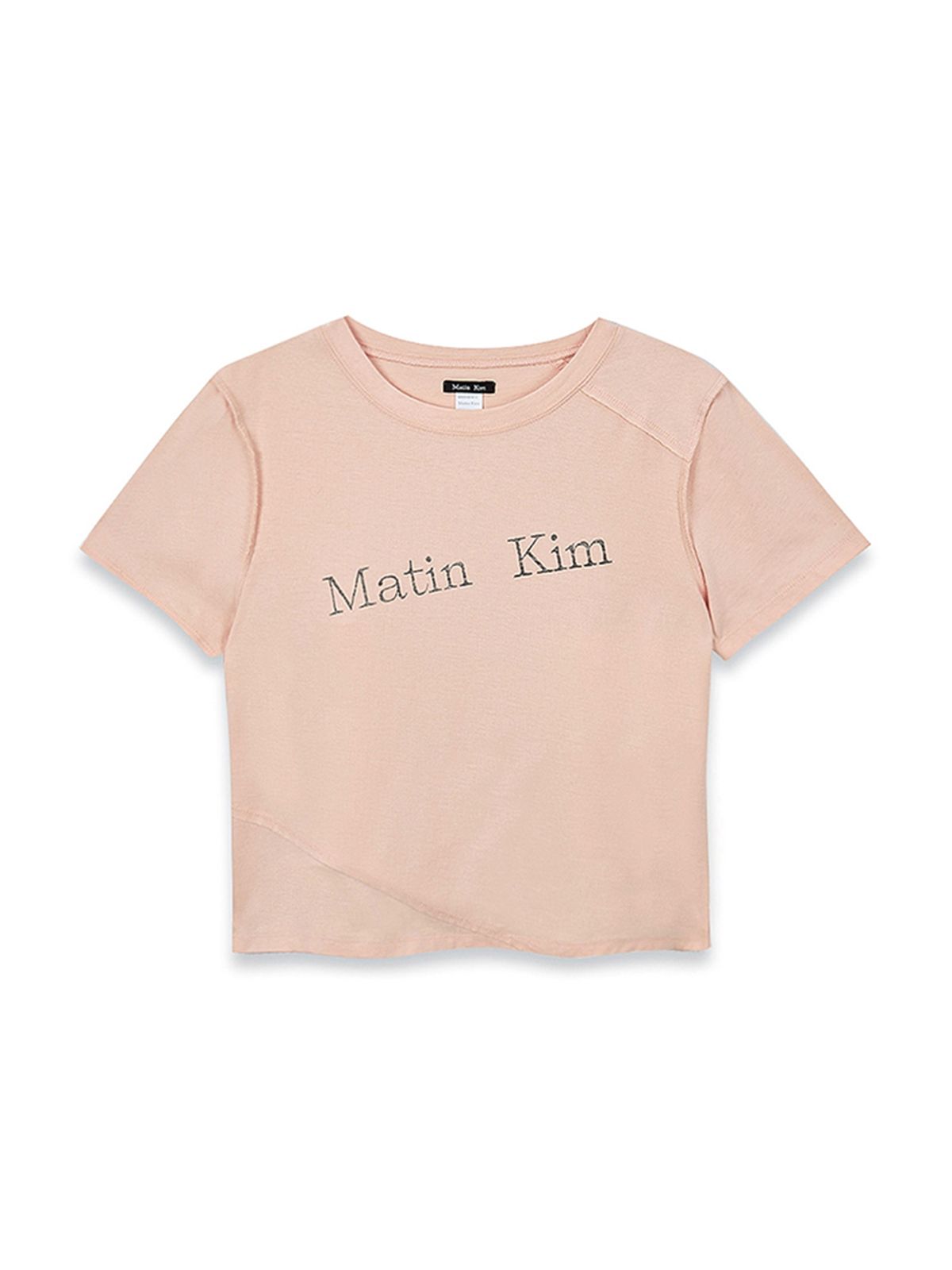 마뗑킴(MATIN KIM) DIAGONAL LOGO REVERSIBLE CROP TOP IN LIGHT ORANGE