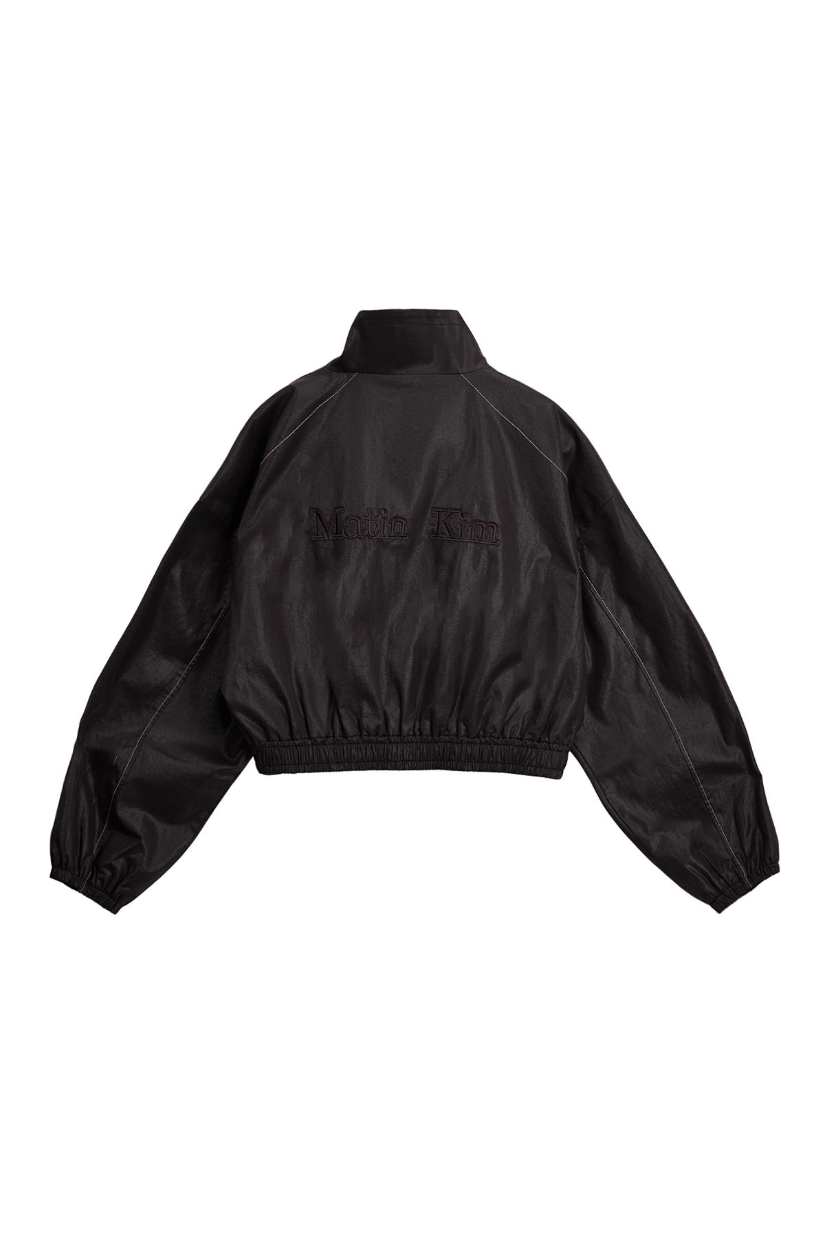 MUSINSA公式 | MATIN KIM MATIN ROUGH COATING CROP BOMBER IN DARK BROWN