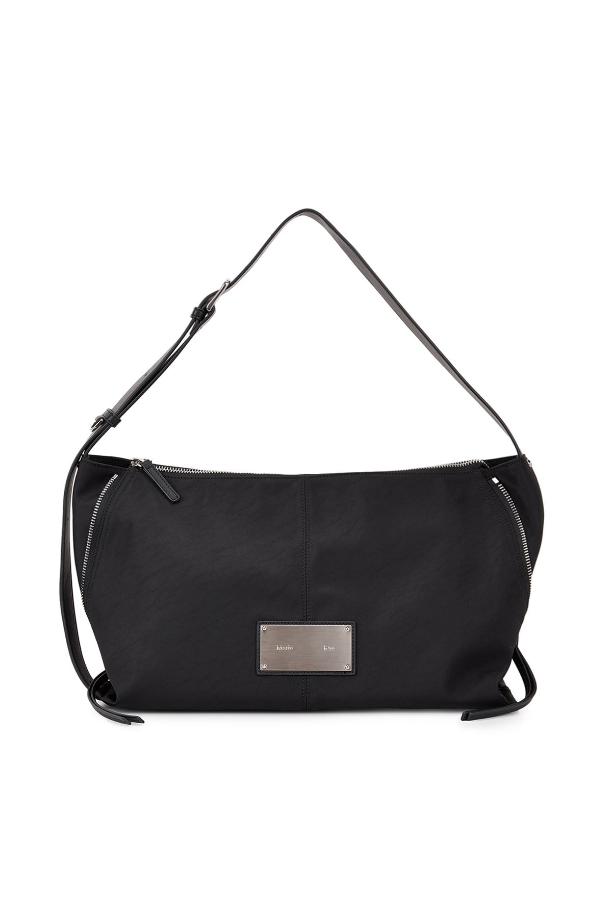 MUSINSA公式 | MATIN KIM SIDE ZIPPER FABRIC SHOULDER BAG IN BLACK