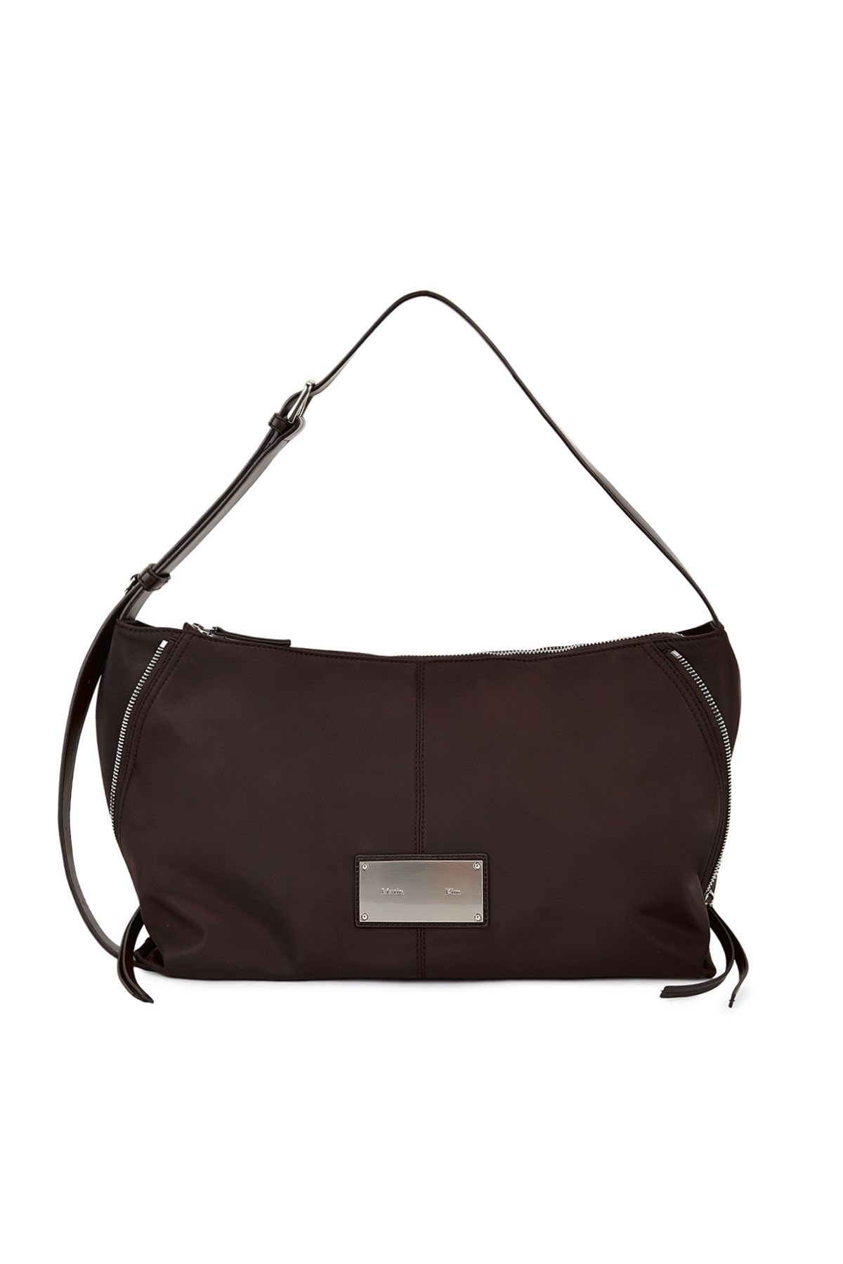 MUSINSA公式 | MATIN KIM SIDE ZIPPER FABRIC SHOULDER BAG IN BROWN