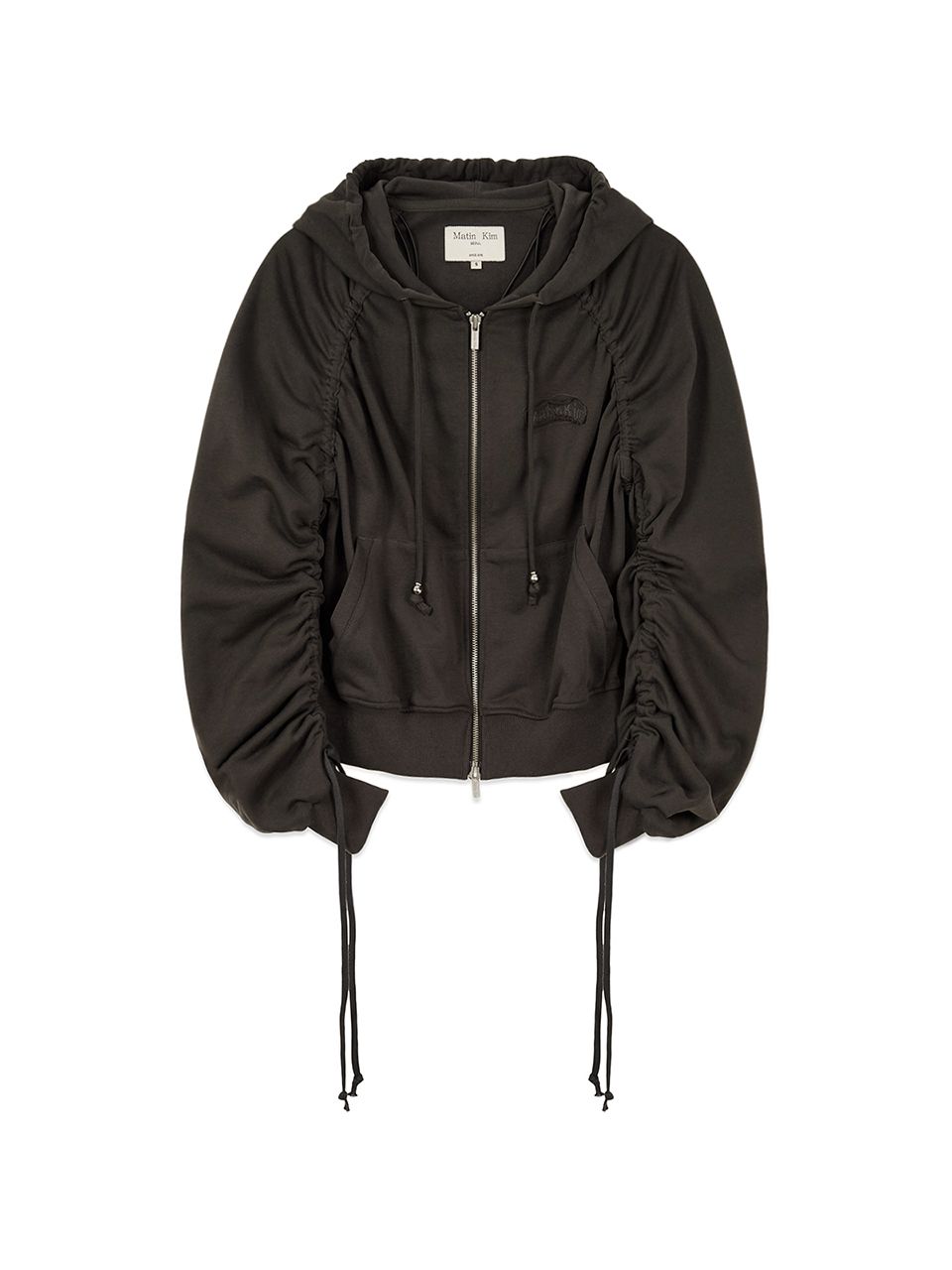 ジャケット・アウター MatinKim SLEEVE STRING DETAIL HOODY ZIP MUSINSA | MATIN KIM SLEEVE STRING DETAIL HOODY ZIP UP IN CHARCOAL
