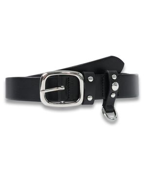 Stud Ring Leather Belt in Black