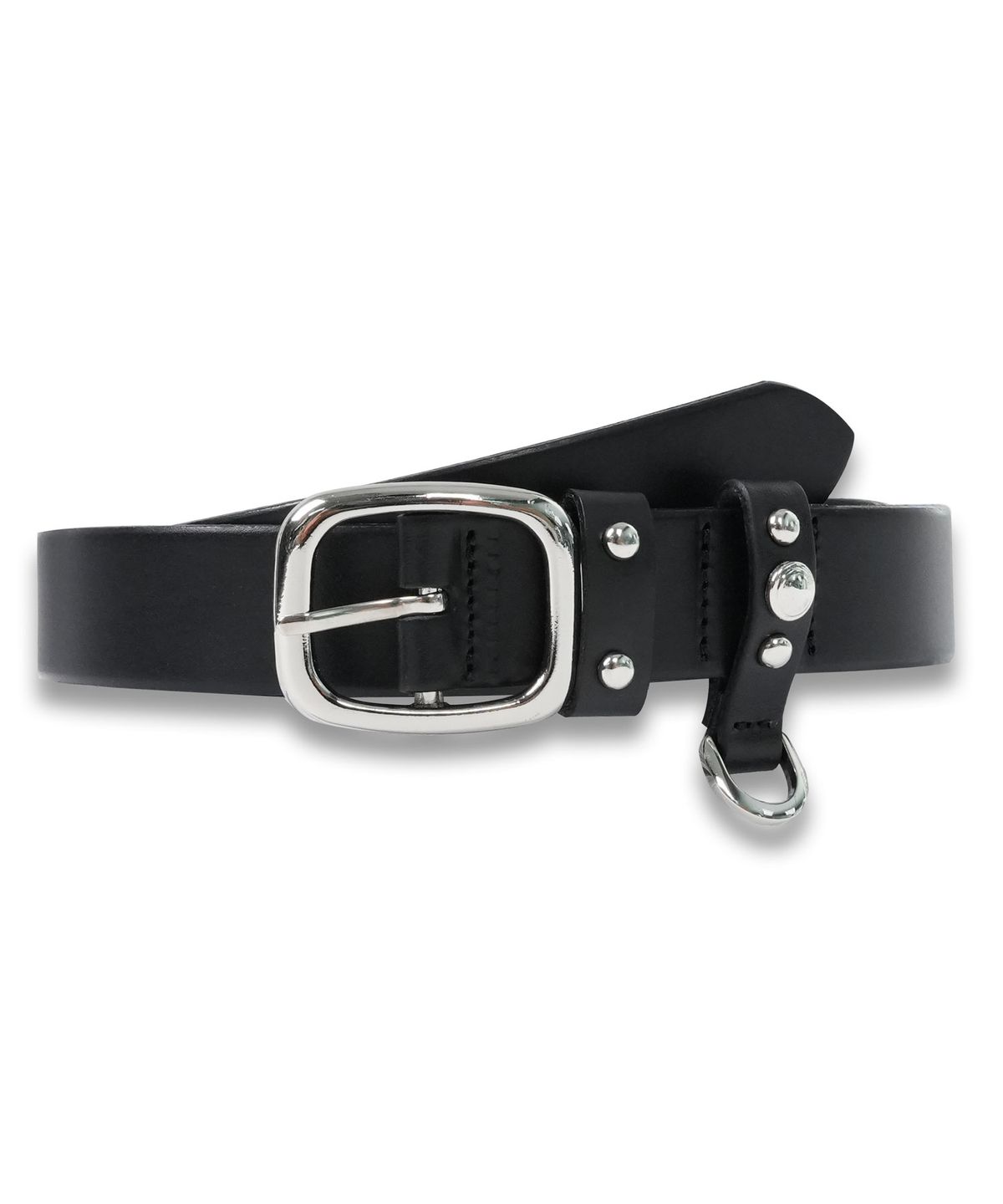 도프셉(DOFFSEPT) Stud Ring Leather Belt in Black