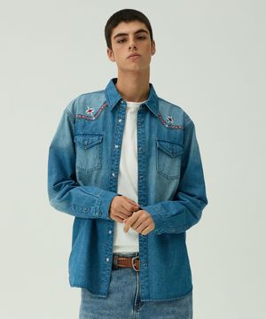 레이버 2119 카우보이 자수 스탠다드핏 미디움인디고 데님 셔츠