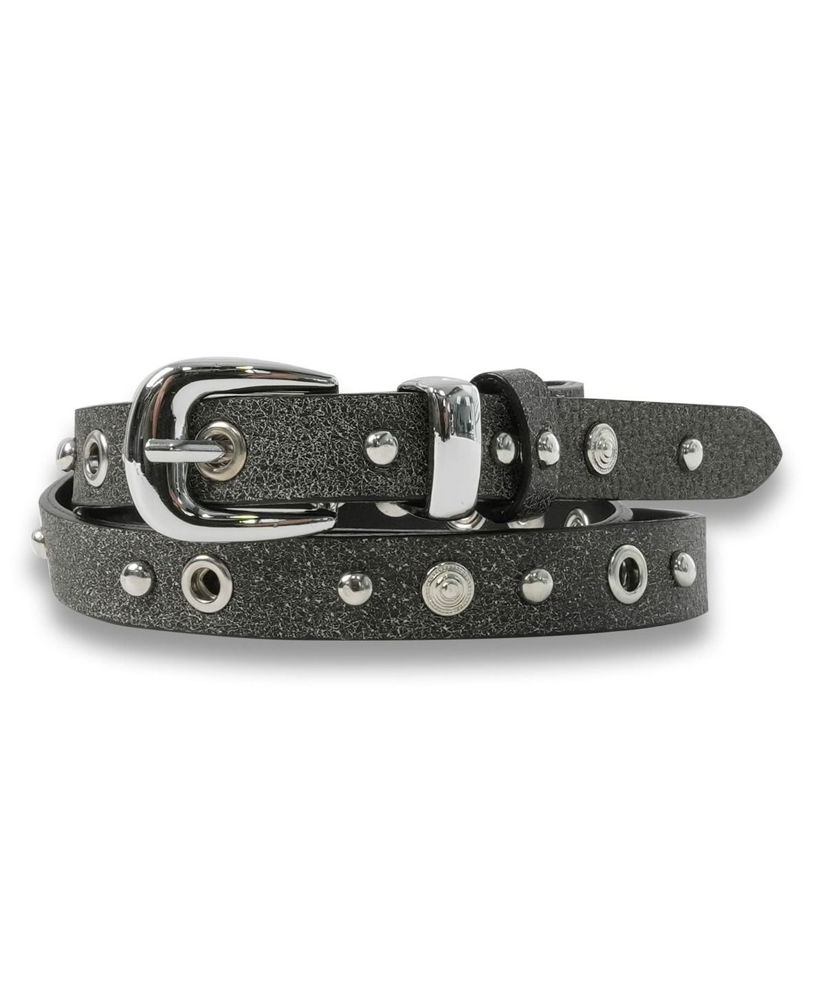 도프셉(DOFFSEPT) Stud Eyelet Leather Belt in Grey