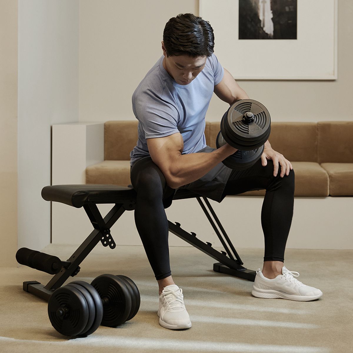 앳플리(ATFLEE) 트라히어 TY 무게조절 20kg 덤벨 세트 아령 홈트 가정용 조립식 바벨 운동기구