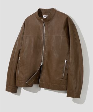 레더 스탠다드 바이커 자켓 [브라운]