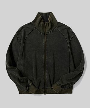 2WAY 빈티지 피그먼트 워싱 스웨트 집업 [블랙]